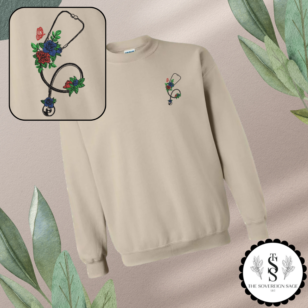 Adult Floral Stethoscope Crewneck