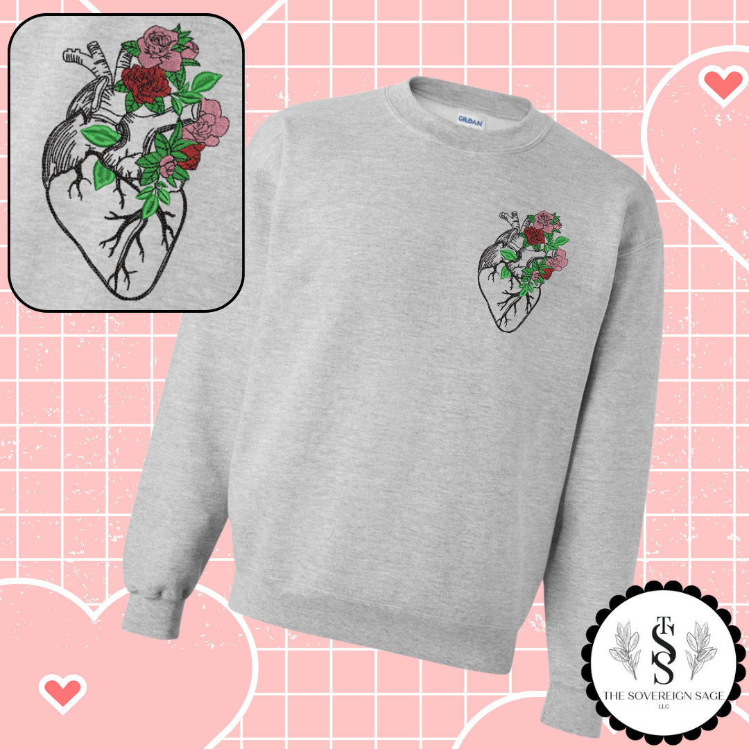 Adult Anatomical Floral Heart Crewneck