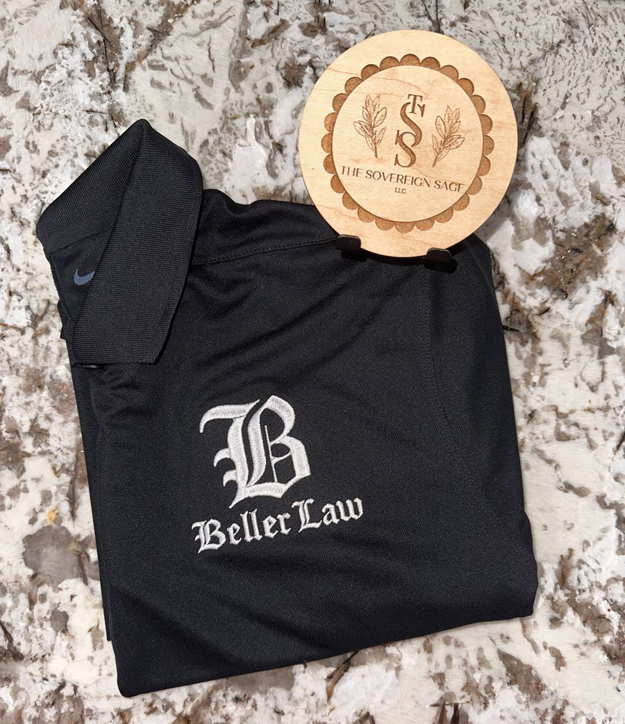 Beller Law — Embroidered polo by The Sovereign Sage.