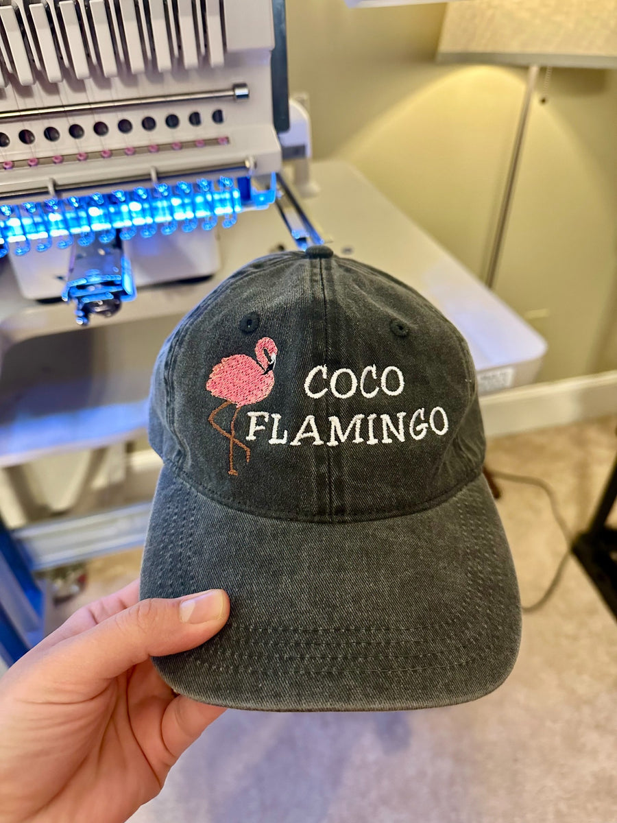 Coco Flamingo — Embroidered cap by The Sovereign Sage.